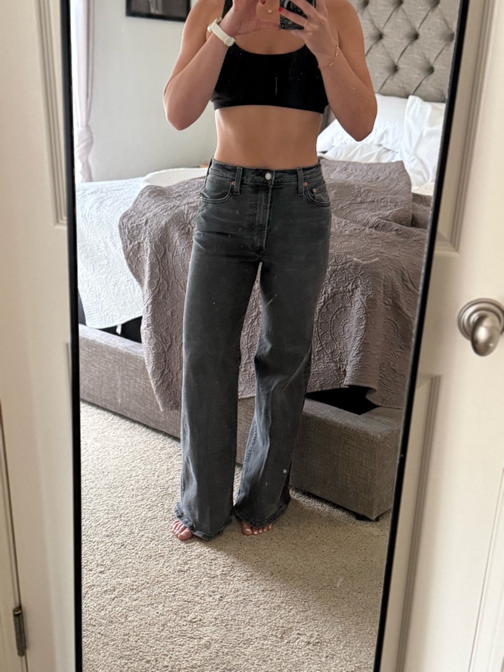 Levi's Women's Flared Wide-Leg Jeans in Washed Black